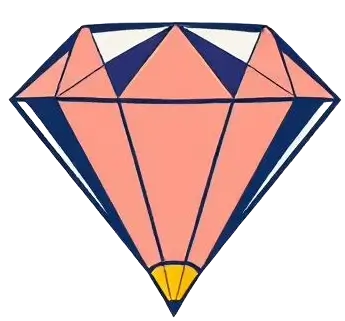 Icon featuring an animated pencil-drawn red diamond
