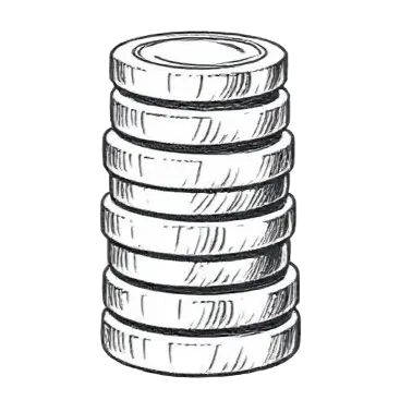 Icon with an animated drawn stack of coins